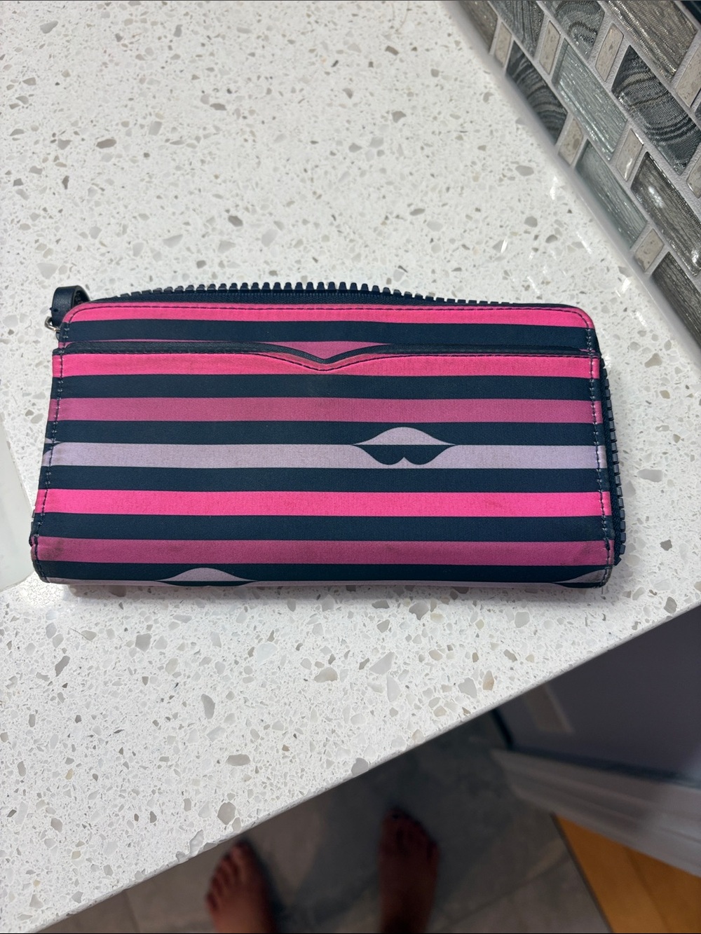 Striped Pink & Navy Kate Spade Wallet